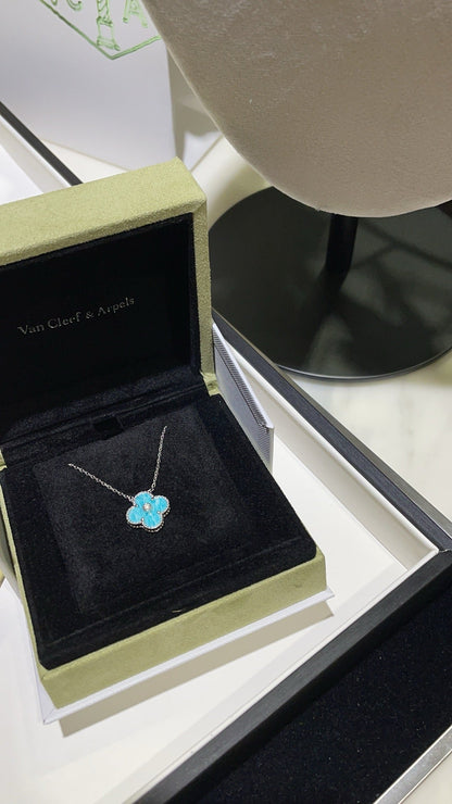 [Amore Jewels]CLOVER 15MM DIAMOND SVRES PORCELAIN  NECKLACE SILVER