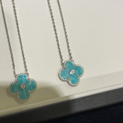[Amore Jewels]CLOVER 15MM DIAMOND SVRES PORCELAIN  NECKLACE SILVER