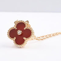 [Amore Jewels]CLOVER 15MM DIAMOND CARNELIAN NECKLACE