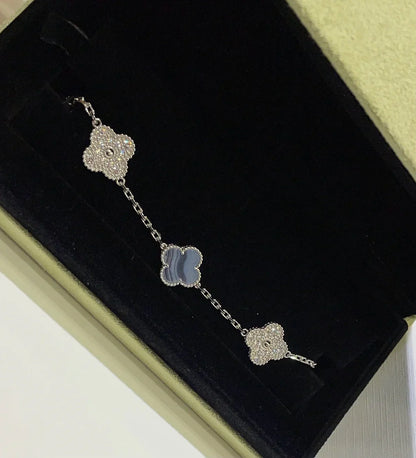 [Amore Jewels] CLOVER 5 MOTIF PURPLE CHALCEDONY BRACELET COLLECTION