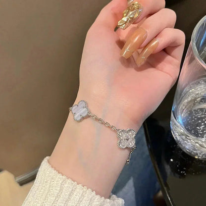 [Amore Jewels] CLOVER 5 MOTIF PURPLE CHALCEDONY BRACELET COLLECTION