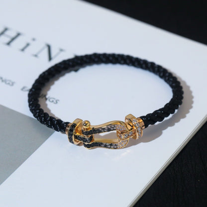 [Amore Jewels]FORCE LARGE HORSESHOE BLACK WHITE DIAMOND BRACELET ROSE GOLD