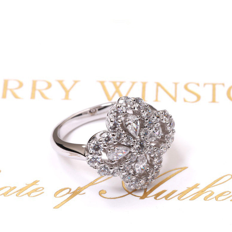 [Amore Jewels]LOOP RING FULL MOTIF DIAMOND 16MM SILVE