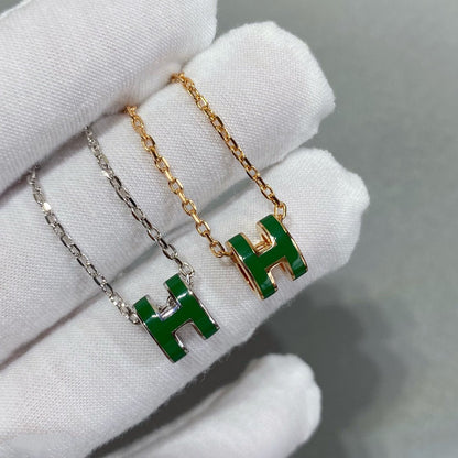 [Amore Jewels]POP H GREEN NECKLACE SILVER AND GOLD
