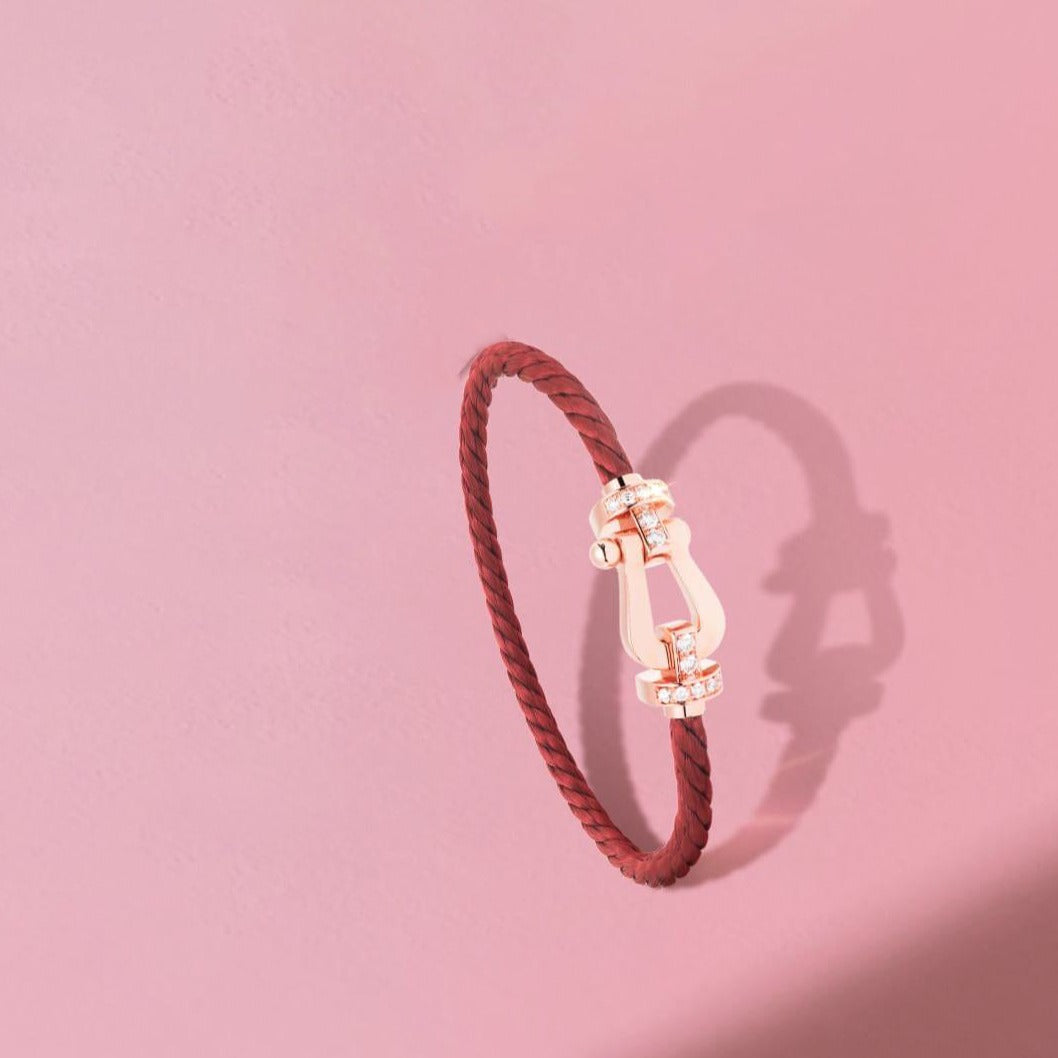 [Amore Jewels]FORCE 10 HALF DIAMOND PINK GOLD RED CORDERI LARGE AND MEDIUM MODEL