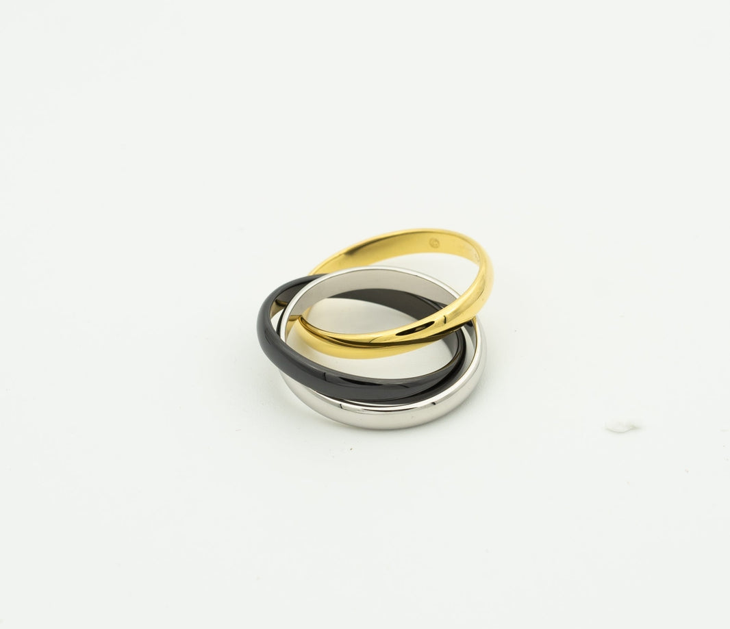 [Amore Jewels]TRINITY RING BLACK GOLD SILVER