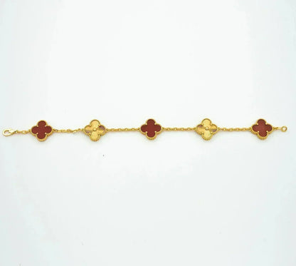 [Amore Jewels] CLOVER 5 MOTIF RED CORNELIAN BRACELET COLLECTION