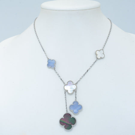 [Amore Jewels]CLOVER MOP CHALCEDONY NECKLACE SILVER 6 MOTIF