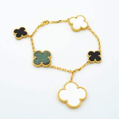[Amore Jewels]CLOVER BRACELET 5 MOTIFS ONYX MOP