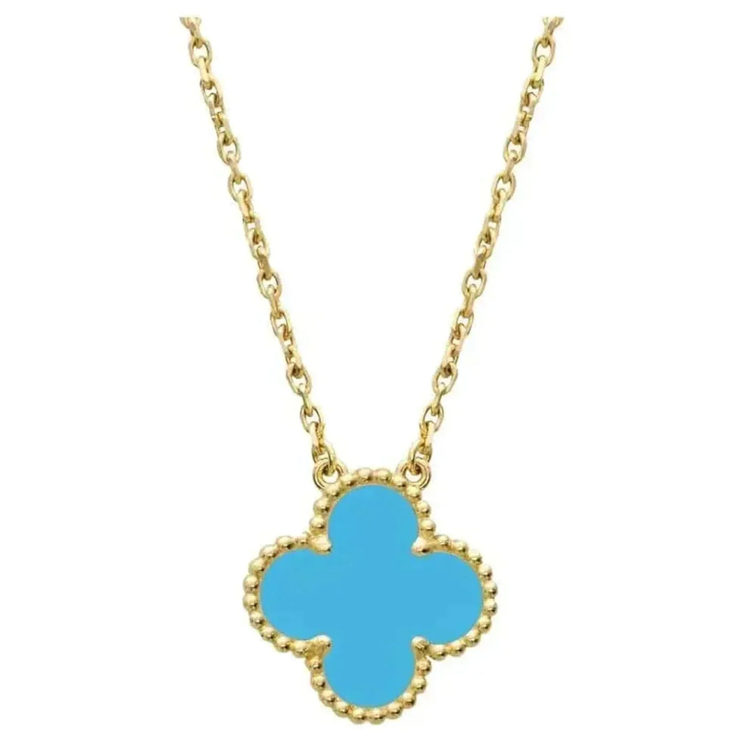 [Amore Jewels]CLOVER 15MM VINTAGE TURQUOISE NECKLACE