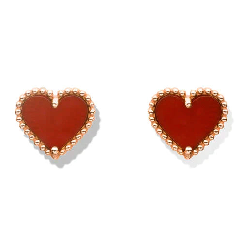 [Amore Jewels]HEART CARNELIAN STUD EARRINGS