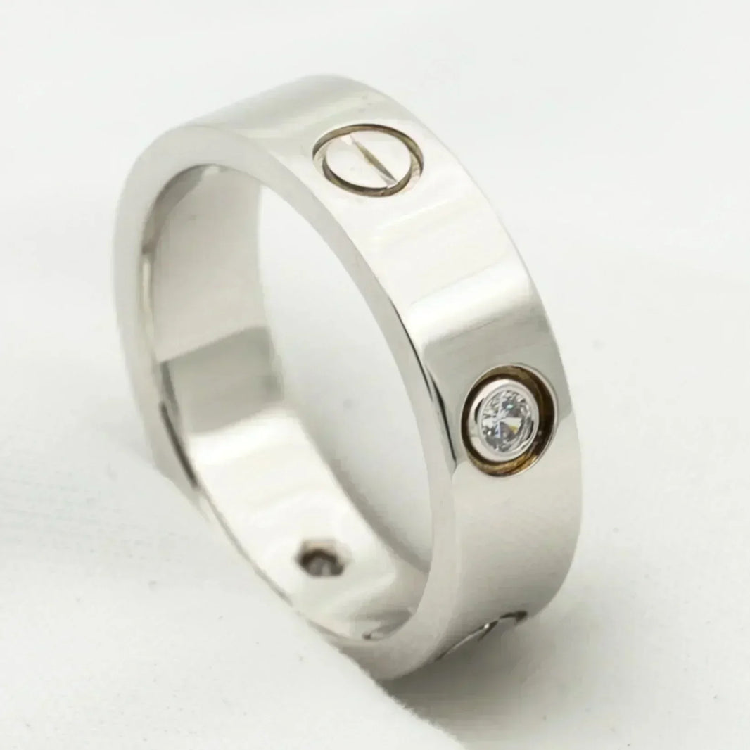 [Amore Jewels]LOVE RING 5.5MM 3 DIAMONDS SILVER