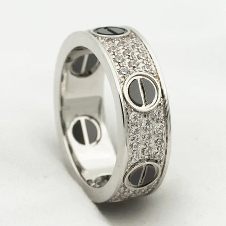 [Amore Jewels]LOVE RING 5.5MM DIAMONDS PAVED CERAMIC