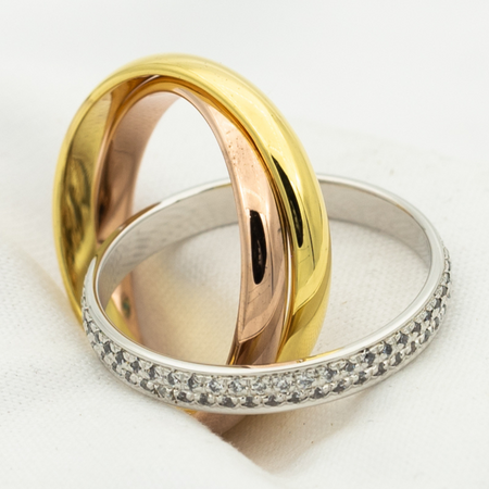 [Amore Jewels]TRINITY RING GOLD PINK GOLD SILVER DIAMONDS