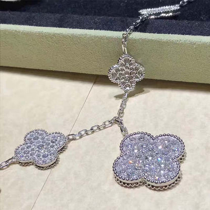 [Amore Jewels]CLOVER 6 MOTIFS SILVER DIAMOND BRACELET