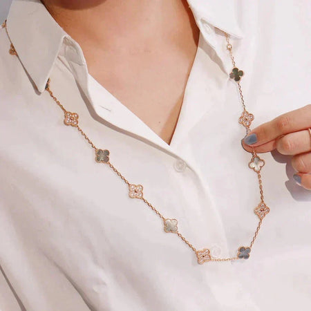 [Amore Jewels]CLOVER 20 MOTIFS DARK MOP DIAMOND  NECKLACE