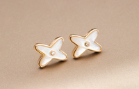 [Amore Jewels]JEUX DE WHITE MOP ROSE GOLD DIAMOND EARRINGS