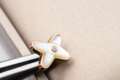 [Amore Jewels]JEUX DE WHITE MOP PINK GOLD DIAMOND EARRINGS