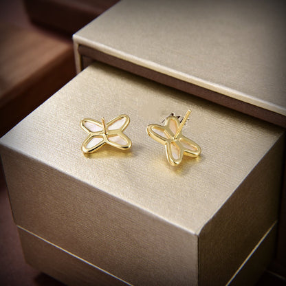 [Amore Jewels]JEUX DE WHITE MOP GOLD DIAMOND EARRINGS