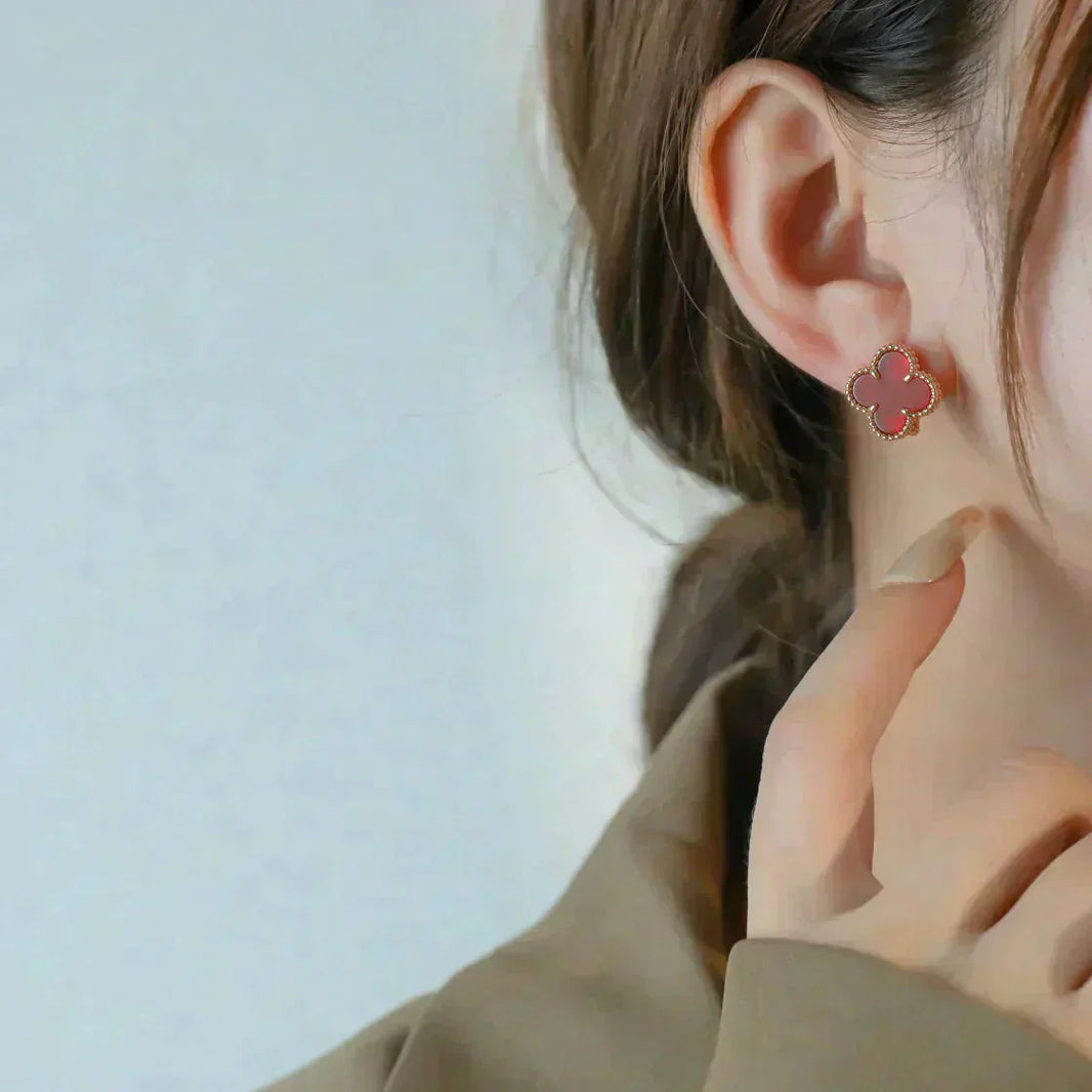 [Amore Jewels]CLOVER MEDIUM 1 MOTIFS CARNELIAN  EARRINGS