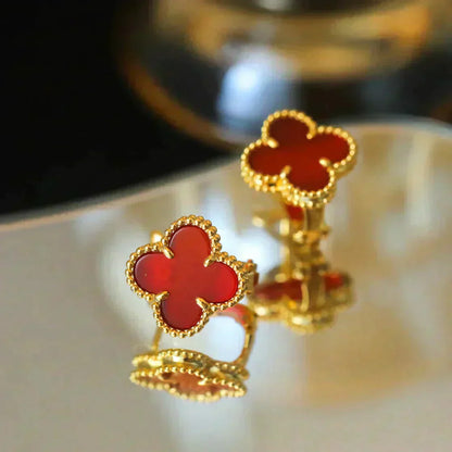 [Amore Jewels]CLOVER MEDIUM 1 MOTIFS CARNELIAN  EARRINGS