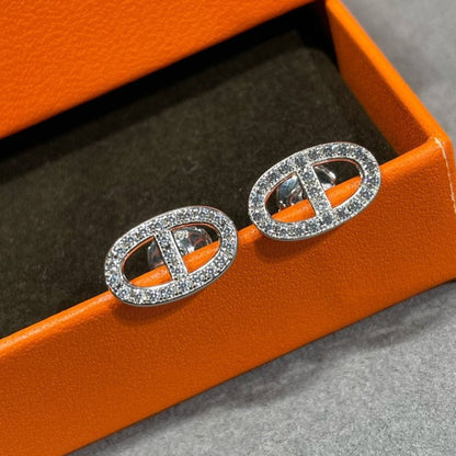 [Amore Jewels]HM FULL DIAMOND PIG NOSE STUD EARRINGS