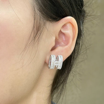[Amore Jewels]H STUD EARRINGS WITH SILVER DIAMONDS