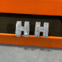 [Amore Jewels]H STUD EARRINGS WITH SILVER DIAMONDS