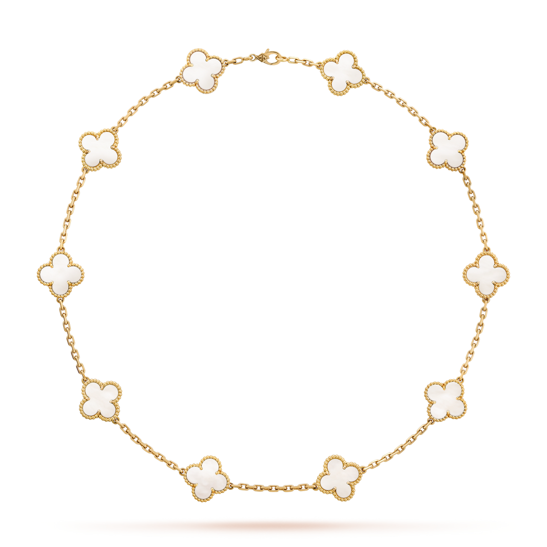[Amore Jewels]CLOVER 10 MOTIFS WHITE MOTHER OF PEARL NECKLACE
