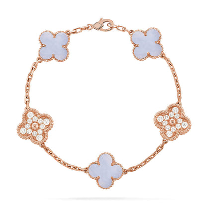 [Amore Jewels] CLOVER 5 MOTIF PURPLE CHALCEDONY BRACELET COLLECTION