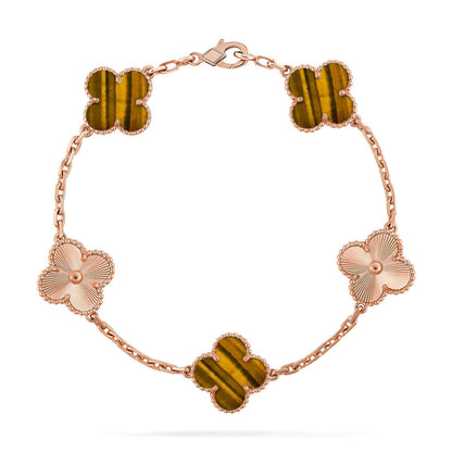 [Amore Jewels] CLOVER 5 MOTIFS TIGER EYE BRACELET COLLECTION