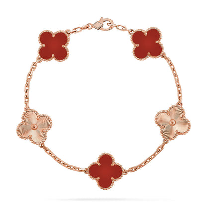 [Amore Jewels] CLOVER 5 MOTIF RED CORNELIAN BRACELET COLLECTION