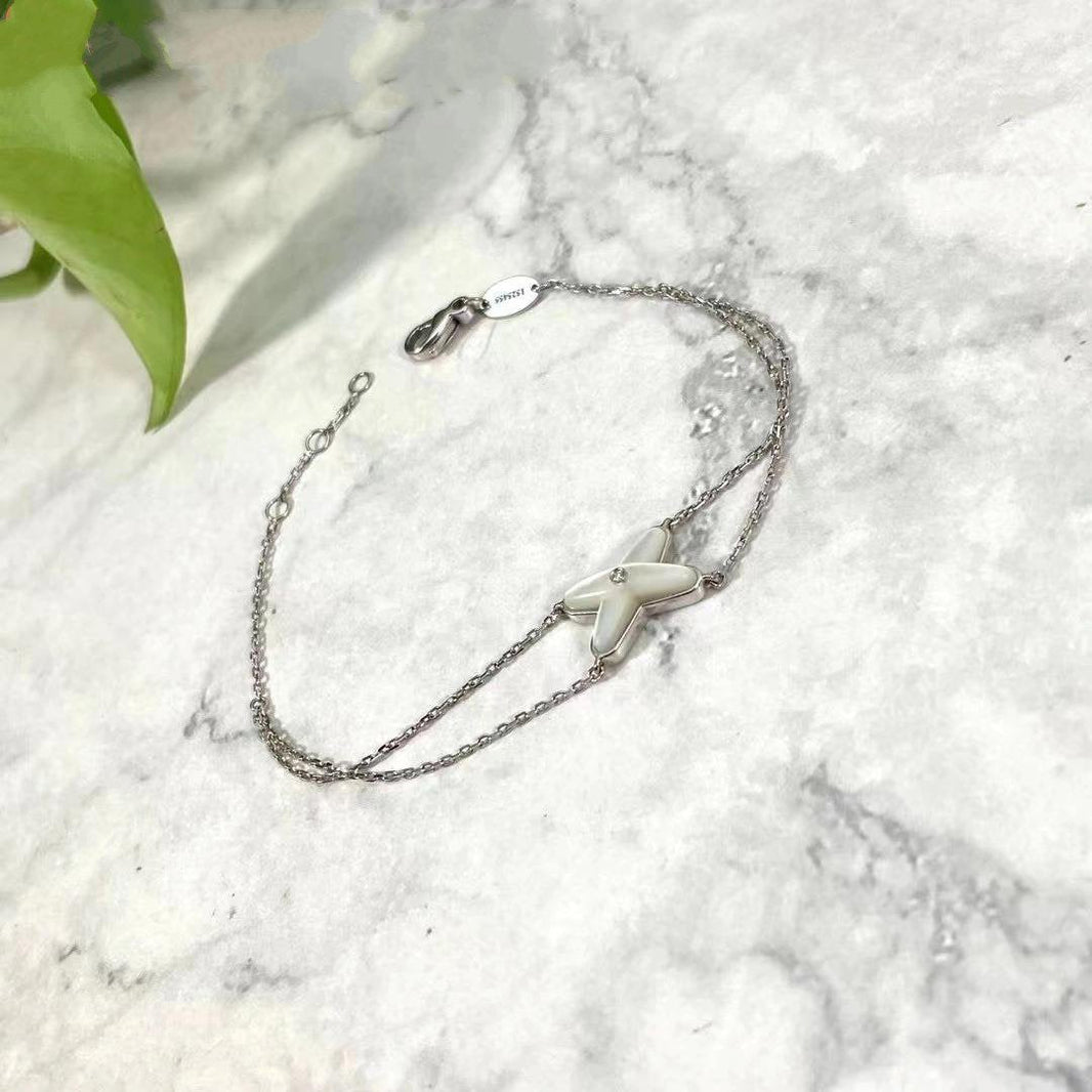 [Amore Jewels]JEUX BRACELET WHITE MOP SILVER 1 DIAMOND