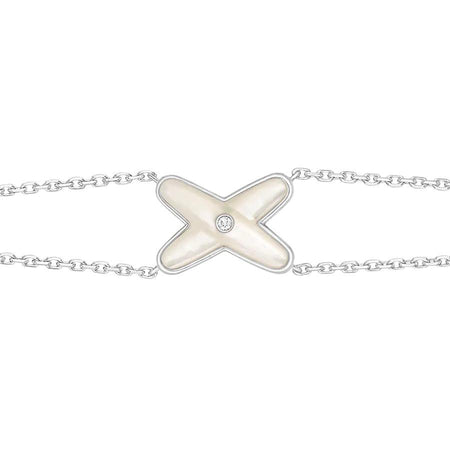 [Amore Jewels]JEUX BRACELET WHITE MOP SILVER 1 DIAMOND