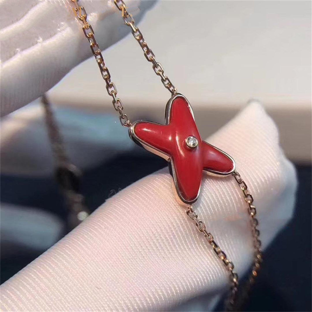 [Amore Jewels]JEUX BRACELET CARNELIAN PINK GOLD 1 DIAMOND