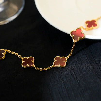[Amore Jewels] CLOVER 5 MOTIF RED CORNELIAN BRACELET COLLECTION