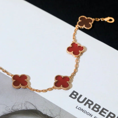 [Amore Jewels] CLOVER 5 MOTIF RED CORNELIAN BRACELET COLLECTION