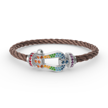 [Amore Jewels]FORC LARGE HORSESHOE  COLORED DIAMOND BRACELET SILVER