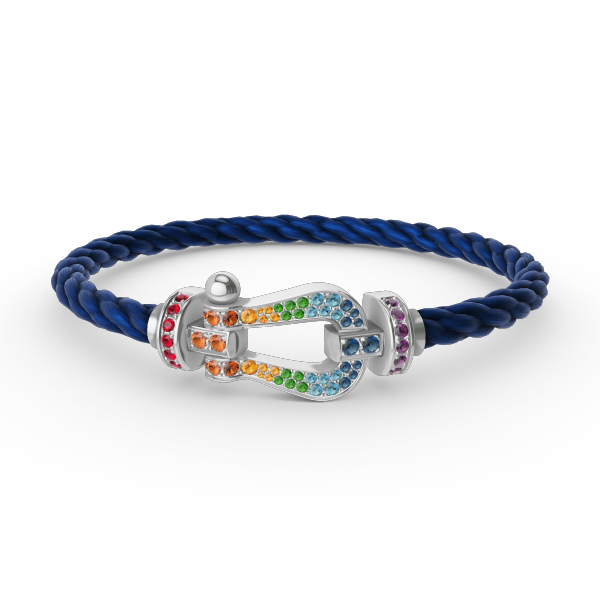 [Amore Jewels]FORC LARGE HORSESHOE  COLORED DIAMOND BRACELET SILVER