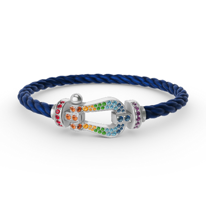 [Amore Jewels]FORC LARGE HORSESHOE  COLORED DIAMOND BRACELET SILVER
