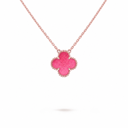 [Amore Jewels] NEW CLOVER 15MM PINK ENAMEL NECKLACE