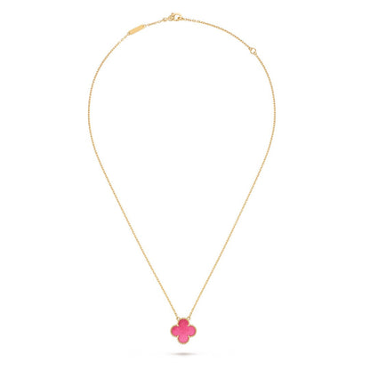 [Amore Jewels] NEW CLOVER 15MM PINK ENAMEL NECKLACE