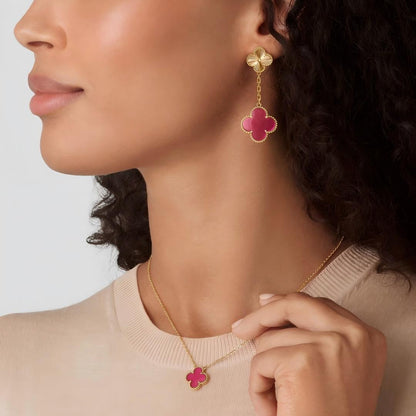 [Amore Jewels] NEW CLOVER 15MM PINK ENAMEL NECKLACE