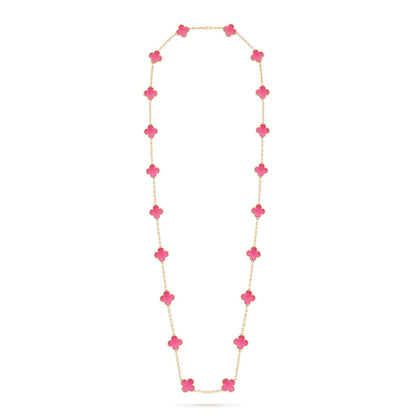 [Amore Jewels] NEW CLOVER 20 MOTIFS PINK ENAMEL NECKLACE