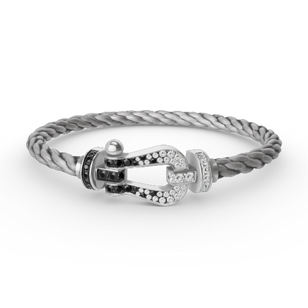 [Amore Jewels]FORCE LARGE HORSESHOE BLACK WHITE DIAMOND BRACELET SILVER