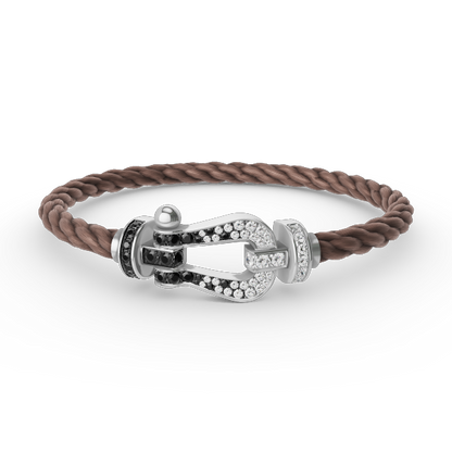 [Amore Jewels]FORCE LARGE HORSESHOE BLACK WHITE DIAMOND BRACELET SILVER