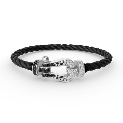 [Amore Jewels]FORCE LARGE HORSESHOE BLACK WHITE DIAMOND BRACELET SILVER