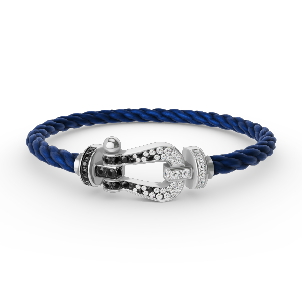 [Amore Jewels]FORCE LARGE HORSESHOE BLACK WHITE DIAMOND BRACELET SILVER