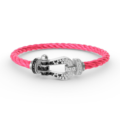 [Amore Jewels]FORCE LARGE HORSESHOE BLACK WHITE DIAMOND BRACELET SILVER