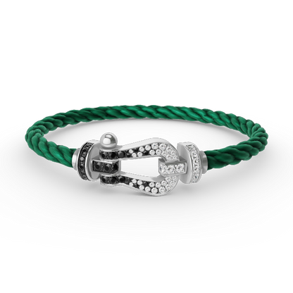 [Amore Jewels]FORCE LARGE HORSESHOE BLACK WHITE DIAMOND BRACELET SILVER